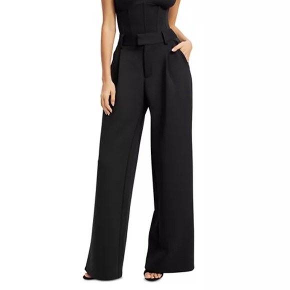 Good American Pants - Good American Black Scuba Trousers